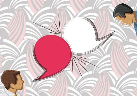 Speech bubbles with two faces Stock Illustration