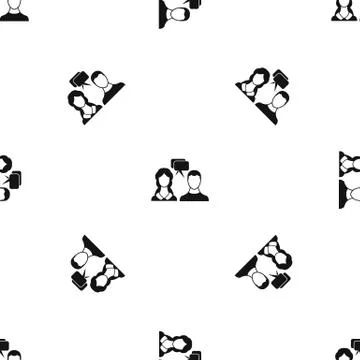 Speech bubbles with two faces pattern seamless black Stock Illustration