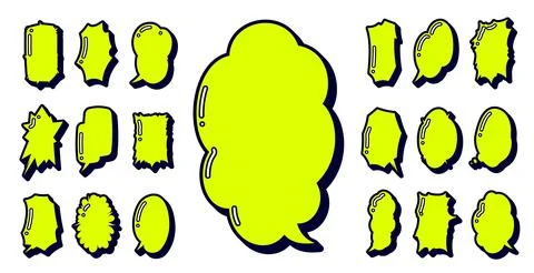 Speech bubbles in various shapes with distinctive highlights, for vertical .. Stock Illustration