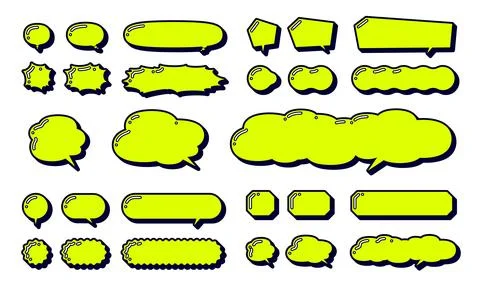 Speech bubbles of various shapes with distinctive highlights, horizontal layo Stock Illustration