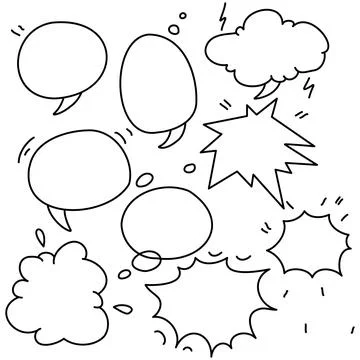 Speech Bubbles Vector Isolated Doodle Set  in White Background Stock Illustration