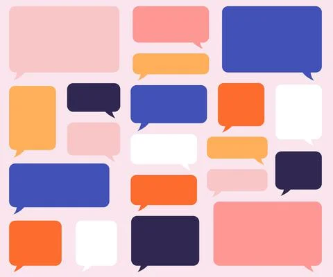Speech bubbles Vector Set. Multicolored clouds for text, lettering. Different Stock Illustration