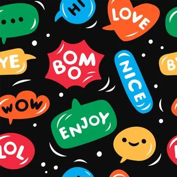 Speech bubbles words seamless pattern. Repeated dialogue balloons, rounded 스톡 일러스트