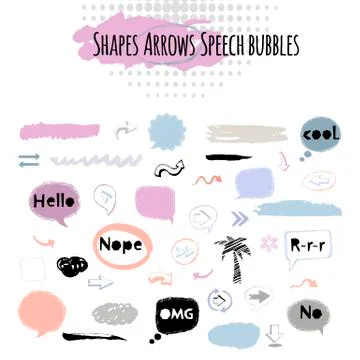 Speech bubble,stickers,arrows sign, icon set isolated on a white background Stock Illustration