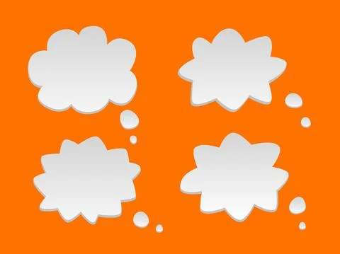 Speech cartoon clouds vector template. White bubble communication forms with 스톡 일러스트