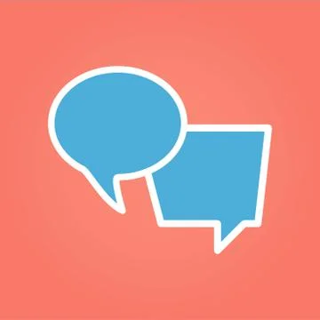 Speech Chat Blue Bubble Icon or stickers, vector illustration isolated in pin Stock Illustration
