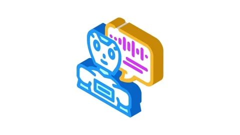 Speech chat bot isometric icon animation Stock Footage 327293679