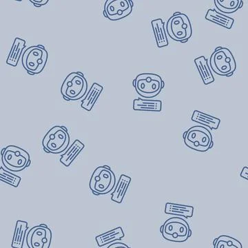 Speech chat bot line seamless pattern Stock Illustration