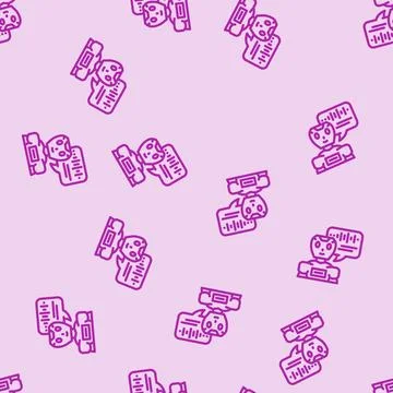 Speech chat bot line vector seamless pattern Illustrazione stock