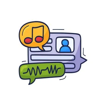Speech chat Bubble Musical Note hand drawn cartoon vector illustration. Illustrazione stock