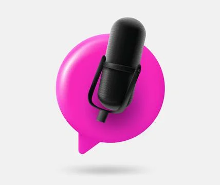 Speech cloud with black microphone. Karaoke concept. 3d vector isolated illus Stock Illustration