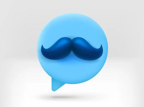 Speech cloud with blue moustache. 3d vector isolated illustration Stock-Illustration