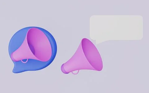 Speech cloud with bullhorn, Alert concept 3d illustration Stock Illustration