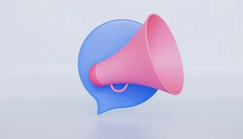 Speech cloud with bullhorn, Alert concept 3d illustration Stock Illustration