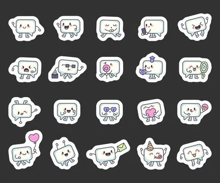 Speech cloud character set featuring Stock Illustration