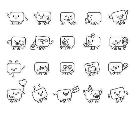 Speech cloud character set featuring Stock Illustration