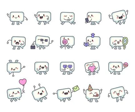 Speech cloud character set featuring Stock Illustration