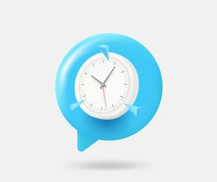 Speech cloud with clock. 3d vector isolated illustration Stock Illustration