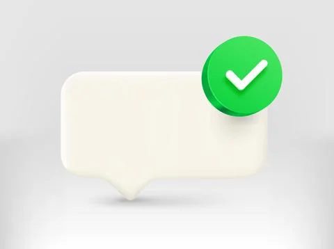 Speech cloud with green checkmark. 3d vector illustration Stock Illustration