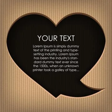 Speech cloud heart. Cardboard background Stock Illustration
