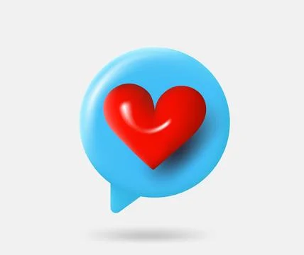 Speech cloud with heart sign. 3d vector isolated illustration Stock Illustration