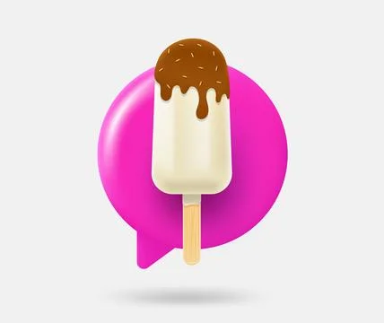 Speech cloud with ice cream. 3d vector isolated illustration Stock Illustration