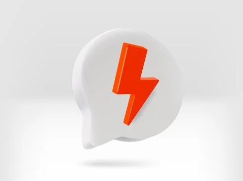 Speech cloud with lighting sign. 3d vector isolated illustration Stock Illustration