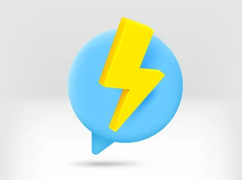 Speech cloud with lighting sign. 3d vector isolated illustration Stock Illustration