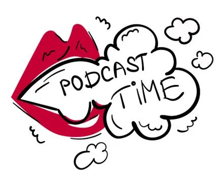 Speech cloud linear icon with open lips Stock Illustration