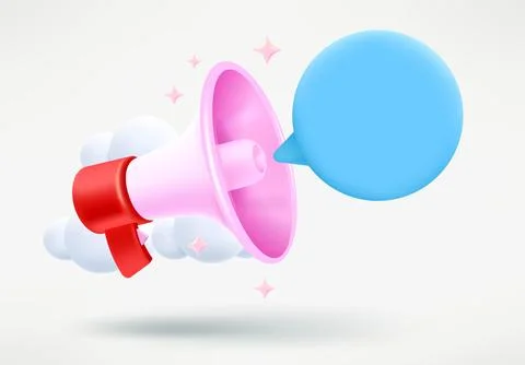 Speech cloud with megaphone. Promotion concept. 3d vector illustration 스톡 일러스트