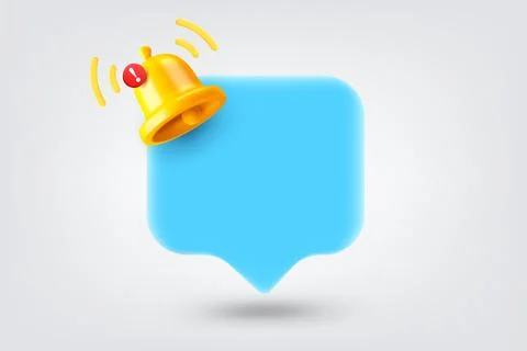Speech cloud with notification bell. 3d vector illustration Stock Illustration