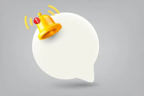 Speech cloud with notification bell. 3d vector illustration Stock Illustration