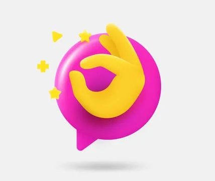 Speech cloud with OK gesture. 3d vector isolated illustration Stock Illustration