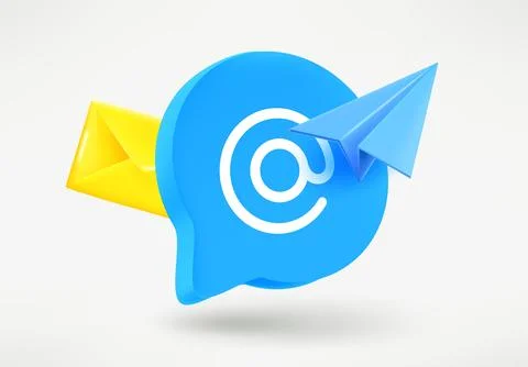 Speech cloud with paper plane and letter. Feedback concept. 3d vector illus.. Stock Illustration