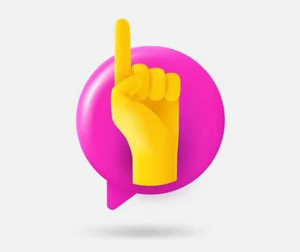 Speech cloud with pointing gesture. 3d vector isolated illustration Stock-Illustration