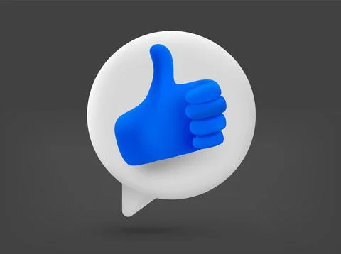 Speech cloud with thumbs up. 3d vector isolated illustration Stock Illustration
