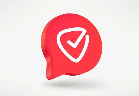 Speech cloud with white checkmark. 3d vector illustration Stock Illustration