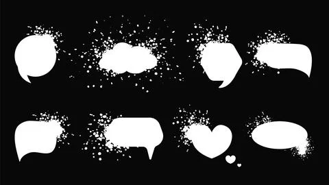 Speech clouds with paint splashes template. White dialog conversation bubbles Stock Illustration