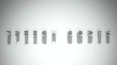 Speech codes 3D title animation white text on a white background Vidéo 299379610