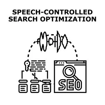 Speech controlled search optimization concept vector Stock Illustration