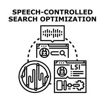 Speech controlled search optimization concept vector 스톡 일러스트