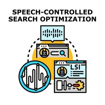 Speech controlled search optimization concept vector 스톡 일러스트