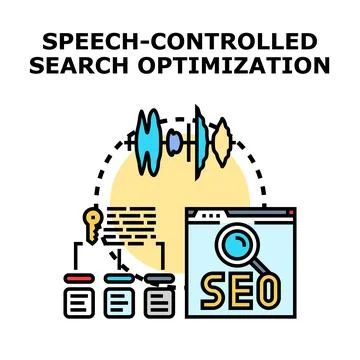 Speech controlled search optimization concept vector Stock Illustration