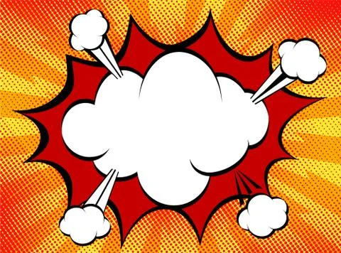Speech explosion bubble collision pop-art style - funny balloon comics book p Stock Illustration