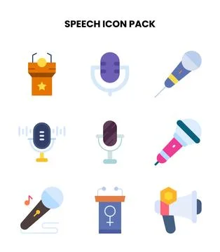 Speech Flat Graphics Icons Pack Stock Illustration