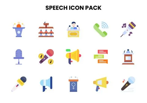 Speech Flat Icons Pack Stock Illustration