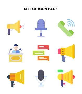 Speech Flat Scalable Icons Pack Stock Illustration