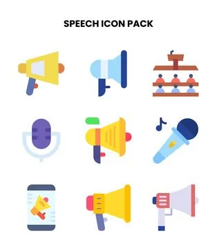 Speech Flat Set Icons Pack Illustrazione stock