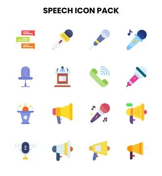 Speech Flat SVG Icons Pack Stock Illustration