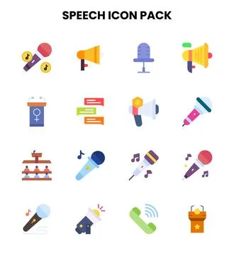 Speech Flat Vector Icons Pack Stock Illustration